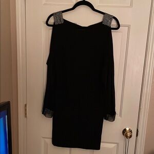 Elegant Black Dress with Embellished Straps and wristbands